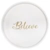 "Believe" 13.75" Round Wood Serving Tray With Handles