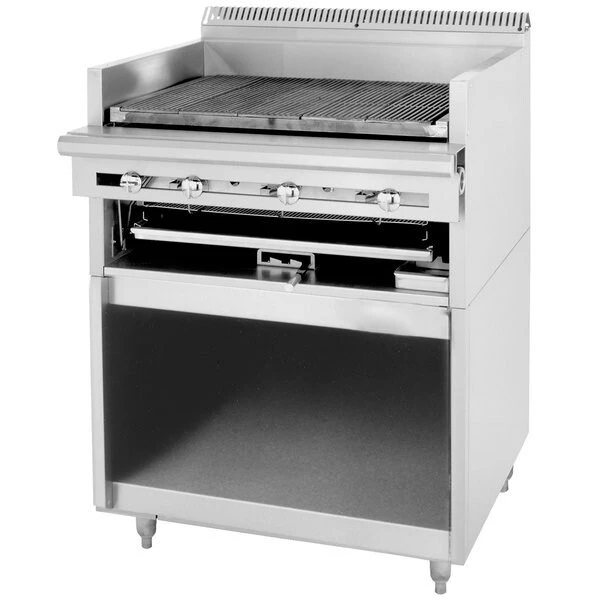 Liquid Propane 36in Cuisine Range Match Radiant Charbroiler W Adj Grates And Strg Base-108000 BTU