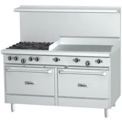 G60-2G48RR Liquid Propane 2 Burner 60in Range With 48in Griddle And 2 Standard Ovens - 214000 BTU