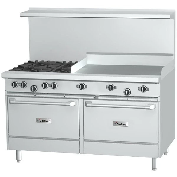 G60-2G48RR Liquid Propane 2 Burner 60in Range With 48in Griddle And 2 Standard Ovens - 214000 BTU