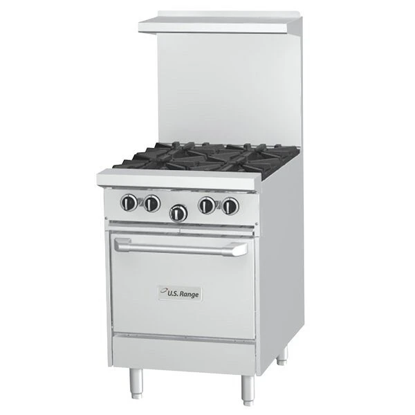 Nge U24-2G12S Lqd Propane 2 Burner 24in Range With 12in Manual Griddle And Cabinet Base, 70000 BTU