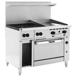 Vulcan 48R-24G4B Endurance 48inLqdPropane Range W 4Burners 24inManual Griddle Refrigerated Base-160000 BTU