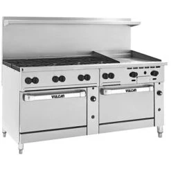 Vulcan Endurance 8 Burner 72in Liq Propane Manual Range W 24in Griddle And 2 Convection Ovens-350000 BTU