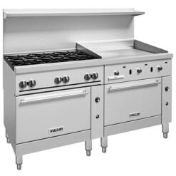 Vulcan Endurance 6 Burner 72in Liquid Propane Thermostatic Range W 36in Griddle 2 Std Ovens-310000 BTU