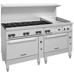 Vulcan Endurance 8 Burner 72in Liquid Propane Thermostatic Range W 24in Griddle 2 Std Ovens-350000 BTU
