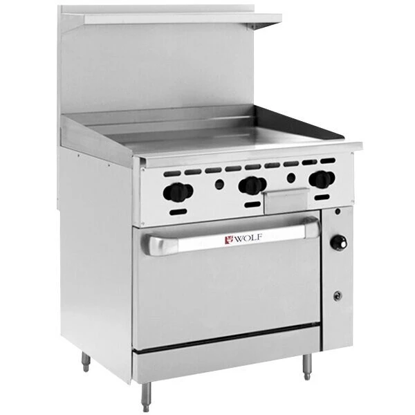 Wolf C36C-36GN Challenger XL Series Nat Gas 36in Manual Range W Griddle And Convection Oven-95000 BTU