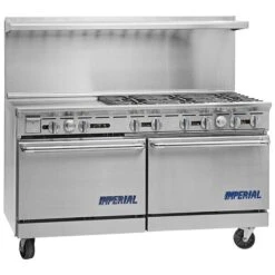 Imperial IR-6-G24-C Nat Gas 6 Burner 60in Range W 24in Griddle 1 Standard Oven 1 Convection Oven-297000 BTU
