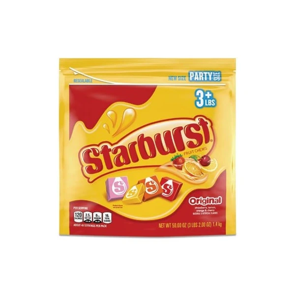 Starburst, ORIGINAL FRUIT CHEWS, CHERRY; LEMON; ORANGE; STRAWBERRY, 50 OZ BAG