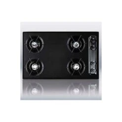 Summit-30"W Cooktop, Four Burners, Gas Spark Ignition, Black
