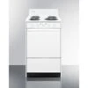 Summit-Electric Range, Slim 20"W, Storage Compartment, White, 220V