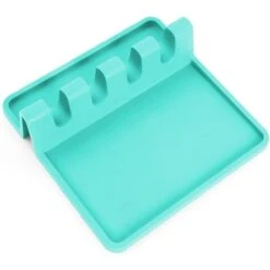 Zulay Utensil Rest W Drip Pad Silicone Aqua Sky