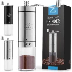 New Manual Coffee Grinder, Folding Handle Stainless Steel