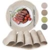 Round Placemats Braided Set Of 6 Ivory With Border