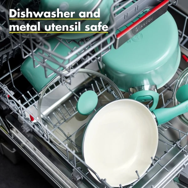 GreenPan Rio Ceramic Coated Aluminum Fry Pan 12 In. Turquoise - Image 4