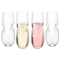 10 Oz Clear Glass Stemless Champagne Flutes
