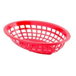 Oval Side Order Bskt, 8"X5.4"X2", Red, PK12