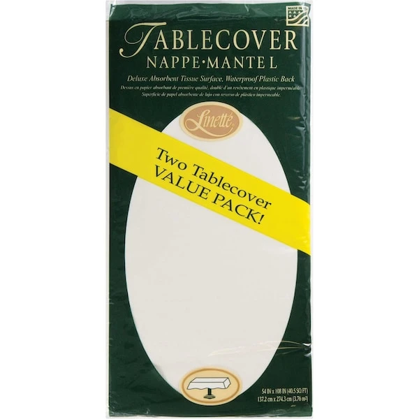 Creative Converting White Linette Paper Tablecloths, 108"x54", 72PK