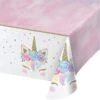 Creative Converting Unicorn Baby Shower Plastic Tablecloth, 102"x54", 6PK