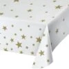 Creative Converting Black And Gold Stars Plastic Tablecloth, 108"x54", 6PK