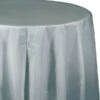 Shimmering Silver Round Plastic Tablecloth, 82", 12PK