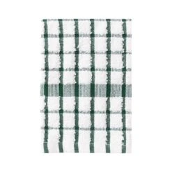 Concepts Cordinate Check Dish Cloth 100% Cotton Terry White/Dark Green