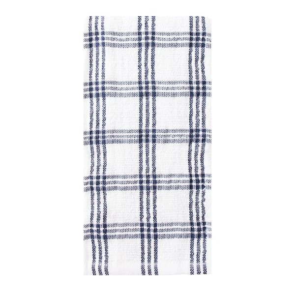 Value Basics Check Kitchen Towel White Ground/British Navy Check