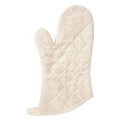 Value Basics Solid Quilted 100% Cotton Terry Thumb Mitt Natural