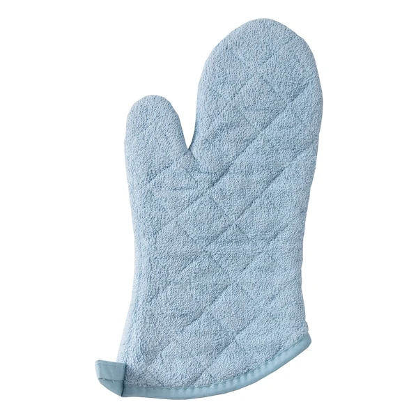 Value Basics Solid Quilted 100% Cotton Terry Thumb Mitt Blue Mist