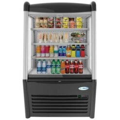 36" Open Air Merchandiser Grab And Go Refrigerator With LED Lighting And Night Curtain