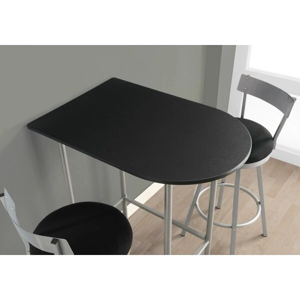 Monarch Specialties Home Bar, Bar Table, Bar Height, Pub, 36" Rectangular, Small, Kitchen, Metal, Laminate, Black, Grey - Image 3
