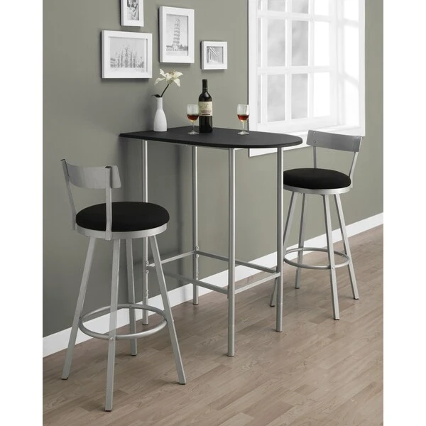 Monarch Specialties Home Bar, Bar Table, Bar Height, Pub, 36" Rectangular, Small, Kitchen, Metal, Laminate, Black, Grey - Image 4