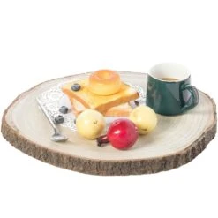 Vintiquewise Barky Natural Wood Slabs Rustic Ornament Slice Tray Table Charger - 16 Inch Dia