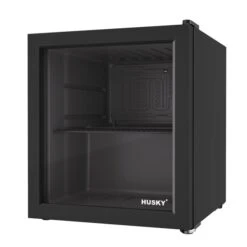 Husky Glass Door 1.6 Cu.Ft/46L Mini Fridge, Black