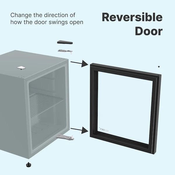 Husky Glass Door 1.6 Cu.Ft/46L Mini Fridge, Black - Image 2