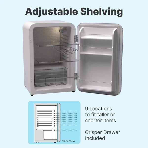 Husky Retro 3.7 Cu.Ft/106L Mini Fridge, White - Image 5