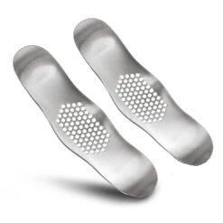 Stainless Steel Garlic Crusher Press And Peeler With Cleaning Brush 3-Piece Set, 2PK