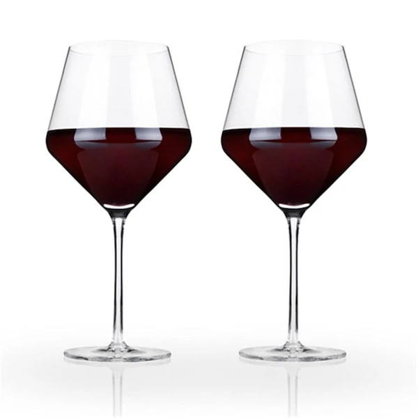 Raye Crystal Burgundy Glasses, Clear, 2PK