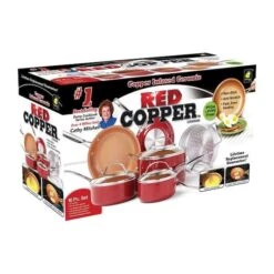 Red Copper 6488803 As Seen On TV Ceramic Copper Cookware Set Red