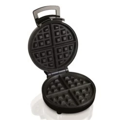 1 Waffle Stainless Steel Belgian Waffle Maker, Black & Silver