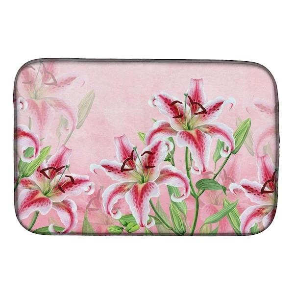 Pink Lillies Dish Drying Mat