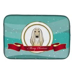 Afghan Hound Merry Christmas Dish Drying Mat