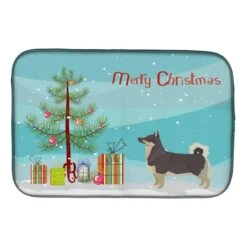 Swedish Vallhund Christmas Tree Dish Drying Mat