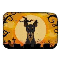 Halloween Min Pin Dish Drying Mat