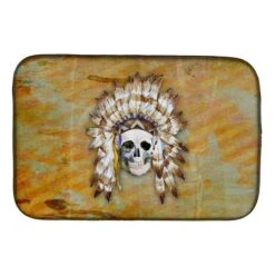 Day Of The Dead Indian Skull Dish Drying Mat