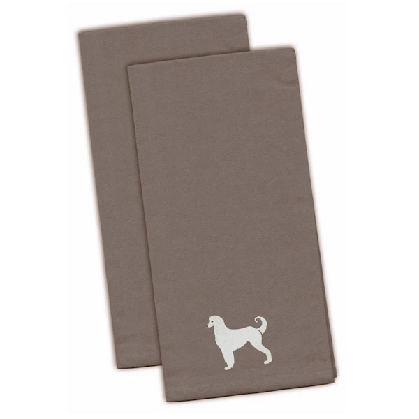 Afghan Hound Gray Embroidered Kitchen Towel