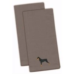 German Pinscher Gray Embroidered Kitchen Towel