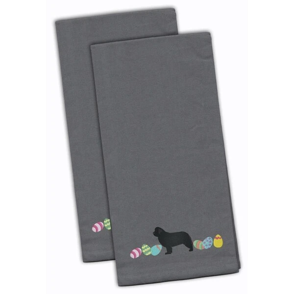 Newfoundland Easter Gray Embroidered Kitchen Towel