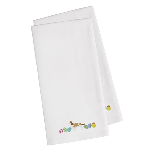 Cavalier Spaniel Easter White Embroidered Kitchen Towel