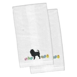 Affenpinscher Easter White Embroidered Plush Hand Towel