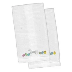 Chinese Crested Easter White Embroidered Plush Hand Towel